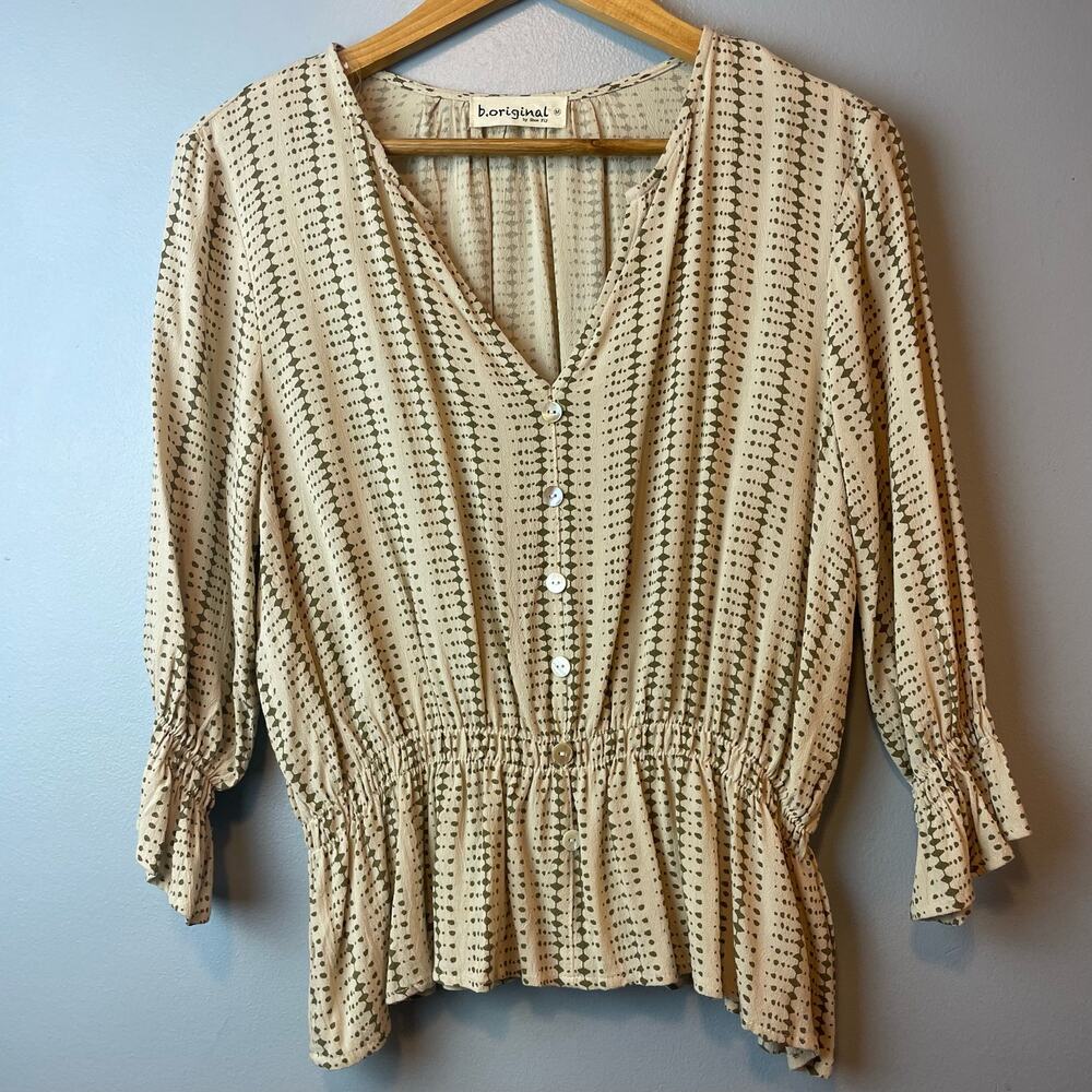 EUC B. Original by Shoefly Boutique Peplum Boho Blouse V Neck
